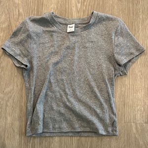 Aritzia Tna Ribbed Cropped T-Shirt Heather Grey